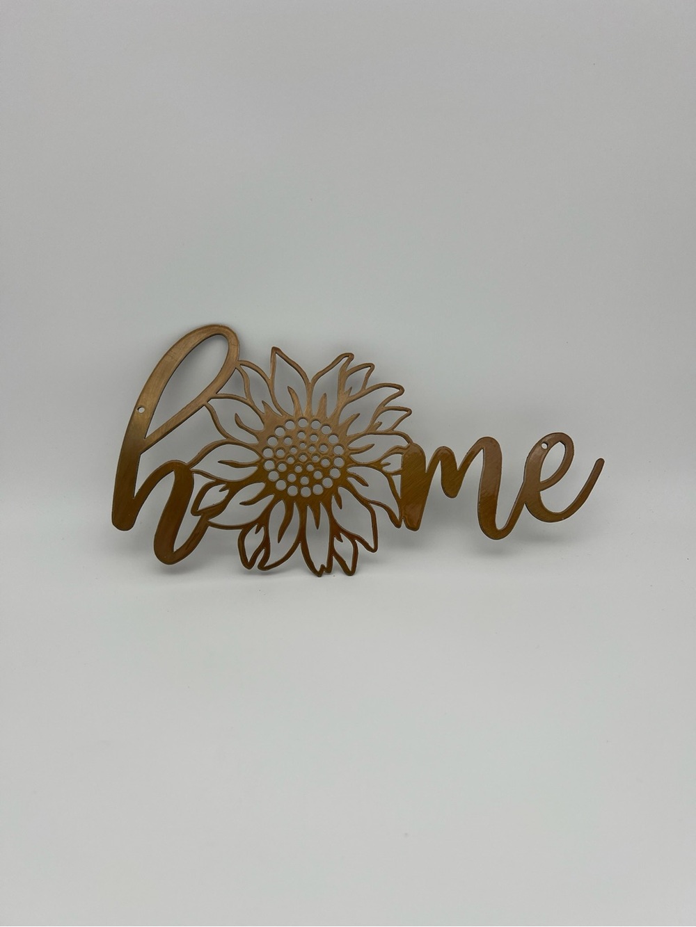 Redline Steel Laser Cut Metal Wall Decor Sunflower Script Sign in Golden Brown